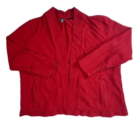 Talbots Cardigan Womens Petite XL Red Open Front Pocket Preppy Valentine Sweater - Picture 5 of 11